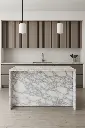 Calacatta Monet surface — Guava Quartz + Stone | Adam Stonetech (view 1)