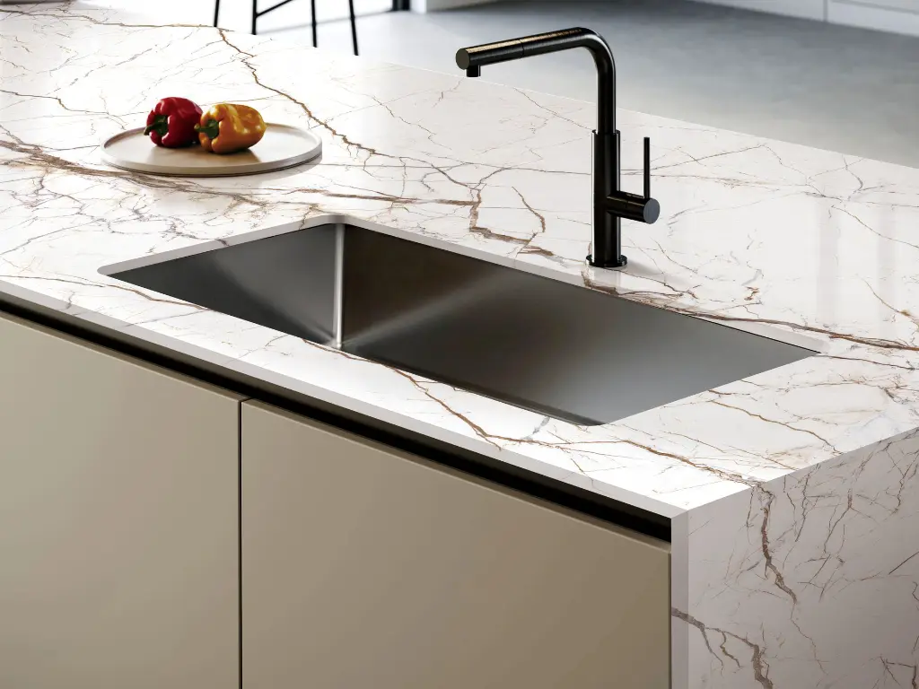 Neptune Gold surface — Guava Quartz + Stone | Adam Stonetech (view 2)