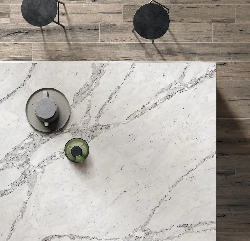 Calacatta Corvina surface — Guava Quartz + Stone | Adam Stonetech (view 2)