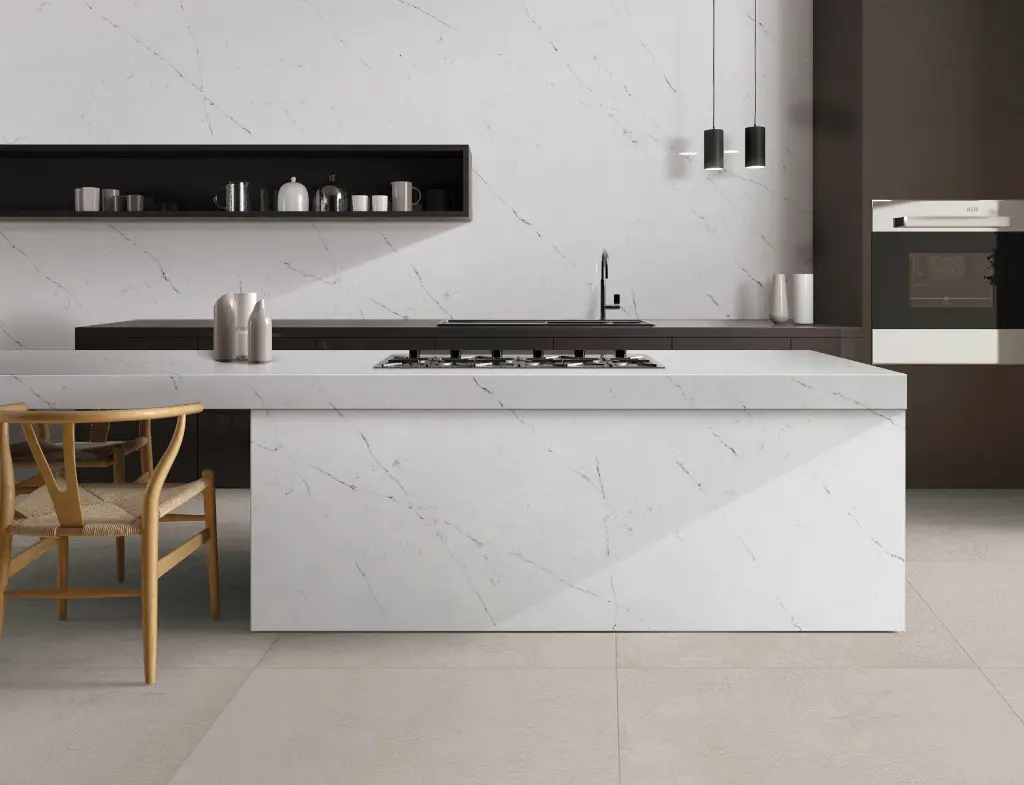 Carrara Vecchio 2cm surface — Guava Quartz + Stone | Adam Stonetech (view 1)