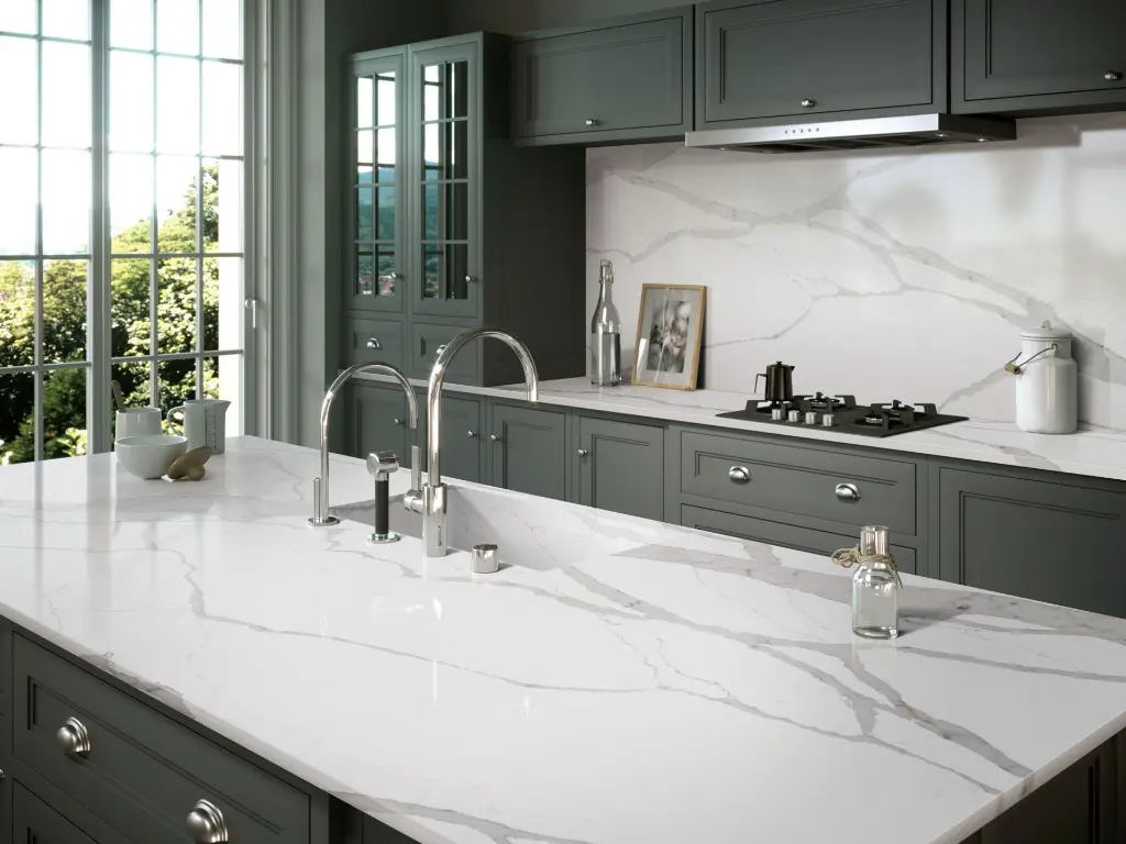 Statuario Scaligero 2cm surface — Guava Quartz + Stone | Adam Stonetech (view 2)